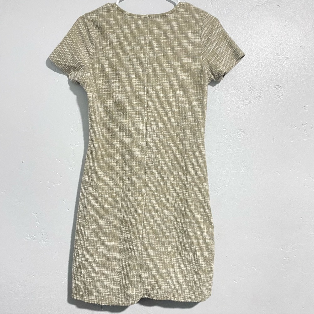 Cotton On | Tweed Dress Knee-Length Brown Short Sleeve with Buttons - Picture 3 of 6